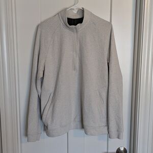 Lululemon Men's Textured Double Knit Cotton Half Zip Pullover - Off White sz L